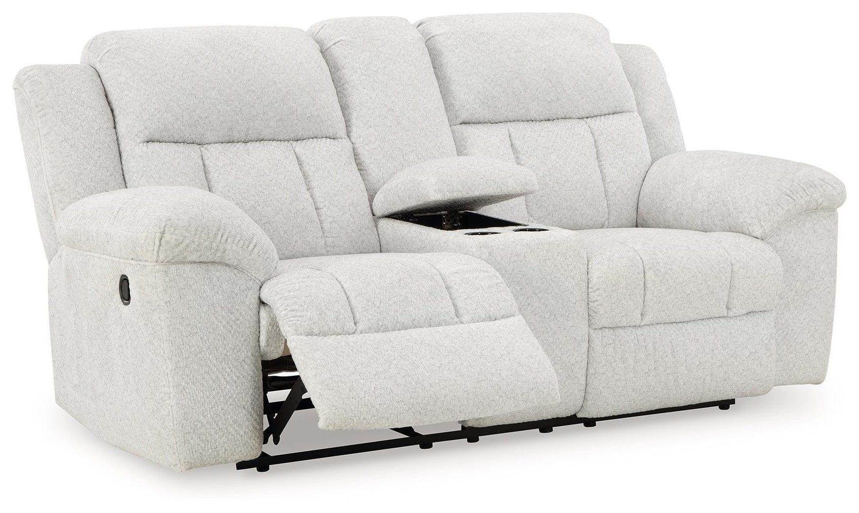 Frohn Snow Chenille Reclining Loveseat with Console
