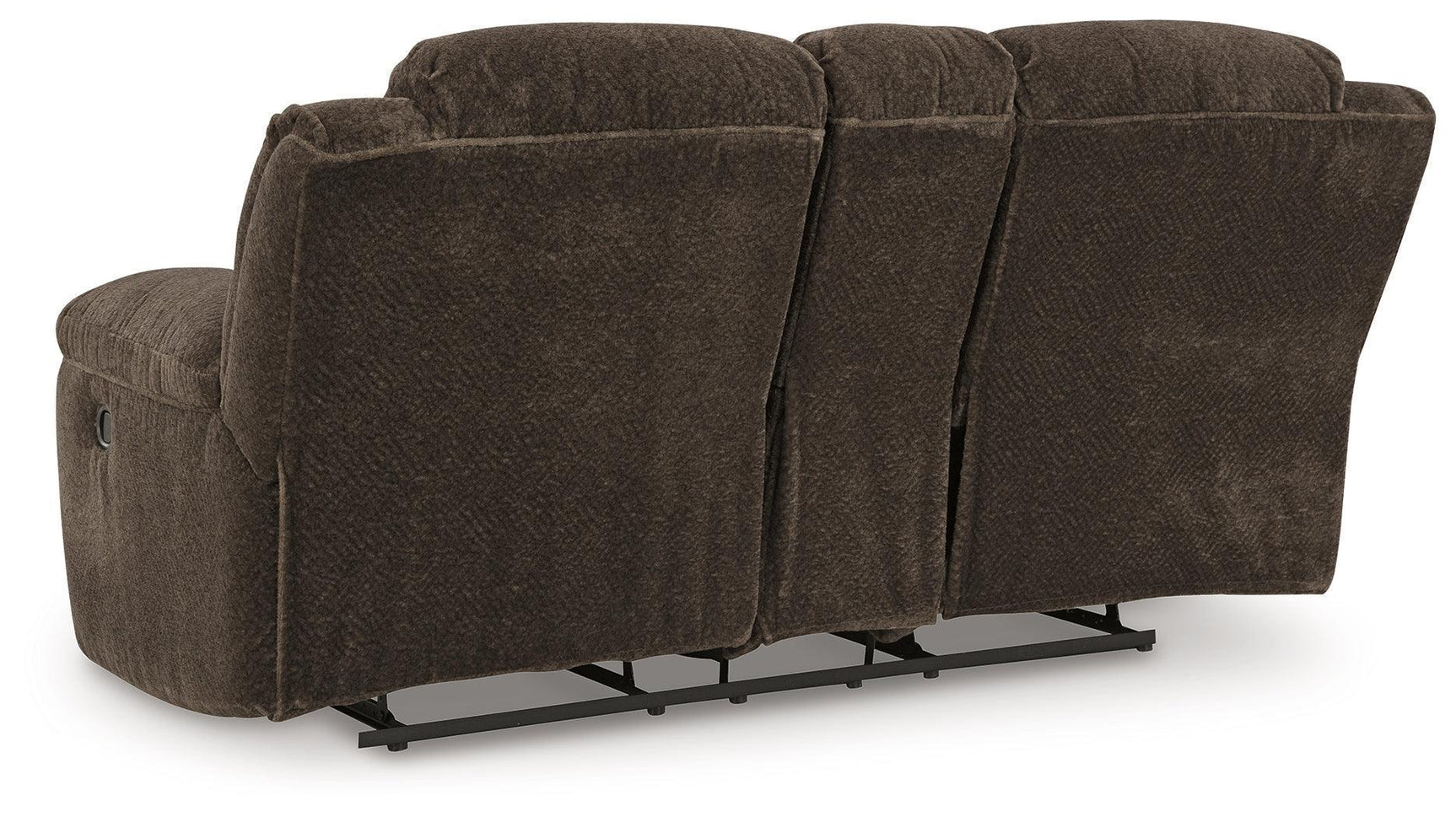 Frohn Chocolate Chenille Reclining Loveseat with Console