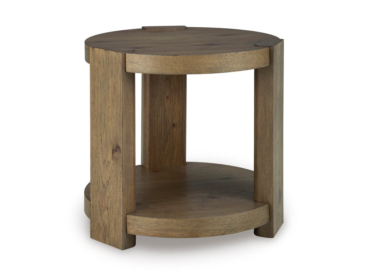 Natural Oak Finish Coffee Table Set with Open Shelves — product image 3