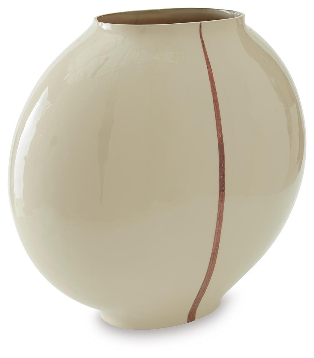 Sheabourne Cream Round Glass Vase — angled view