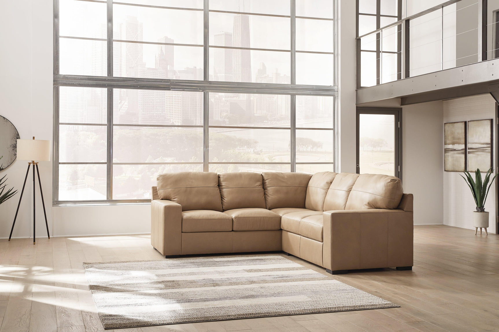 Bandon Toffee Leather 2-Piece Sectional
