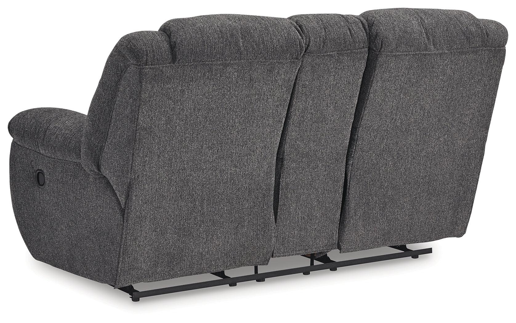 Foreside Charcoal Performance Fabric,Next-Gen Nuvella™ Reclining Loveseat with Console