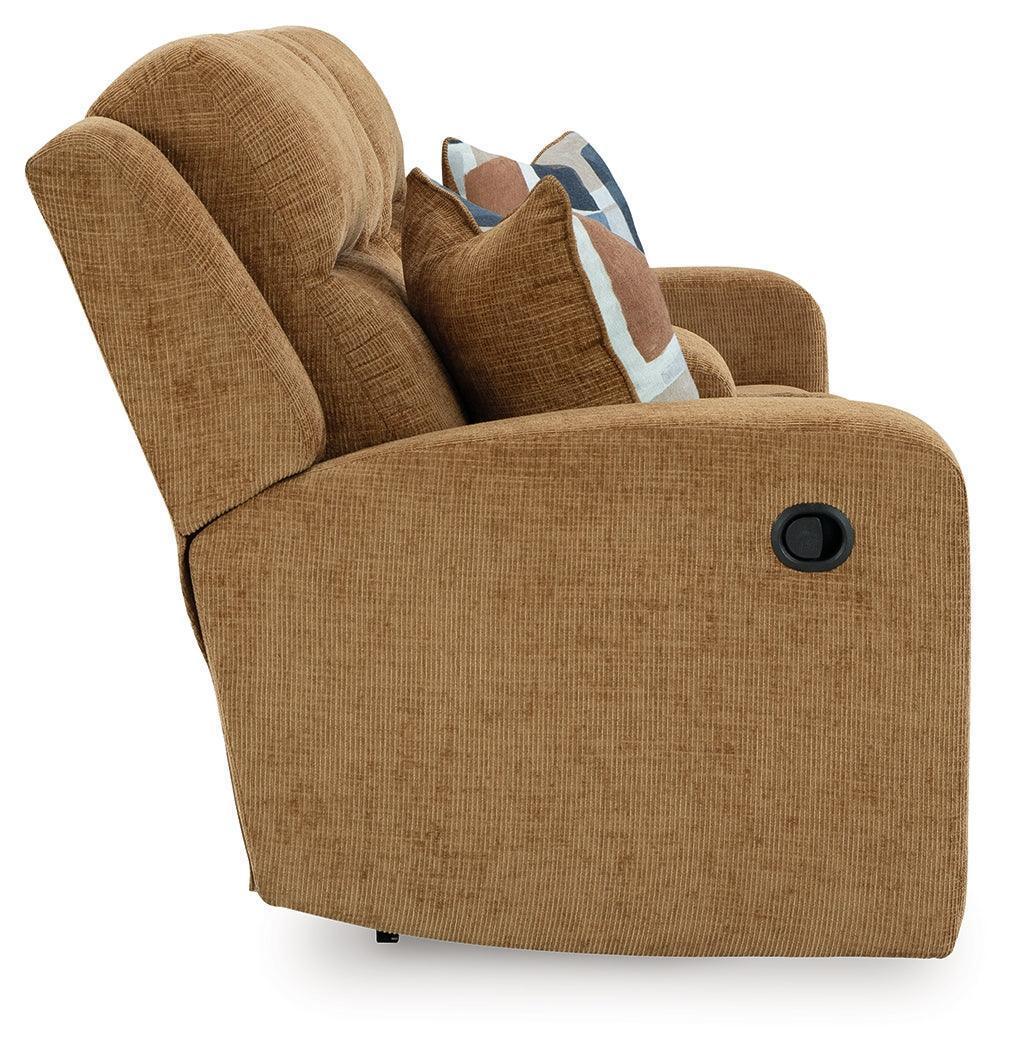 Kanlow Honey Chenille Reclining Loveseat with Console