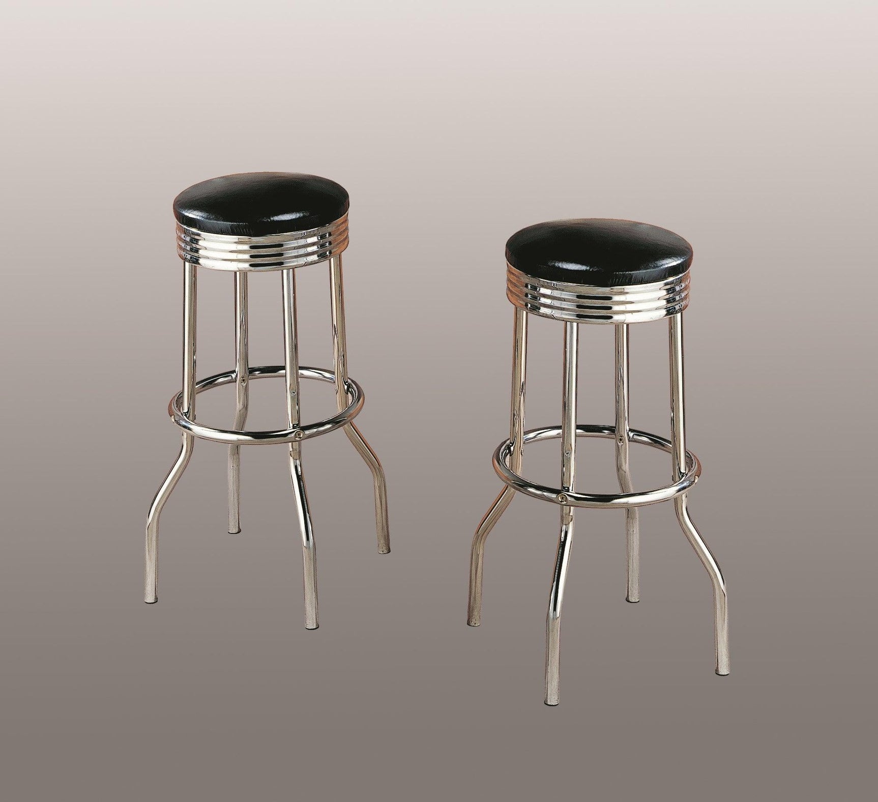 Retro Swivel Black Modern Traditional Faux Leather Metal Bar Stool - Ella Furniture