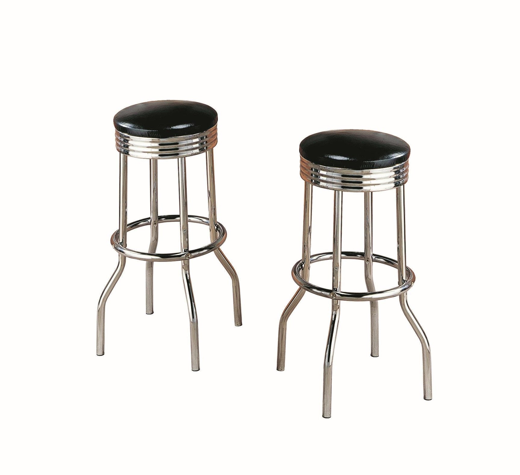 Retro Swivel Black Modern Traditional Faux Leather Metal Bar Stool - Ella Furniture