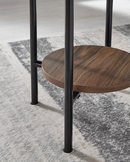 Brown, Black and White Coffee Table with Two End Tables — product image 2