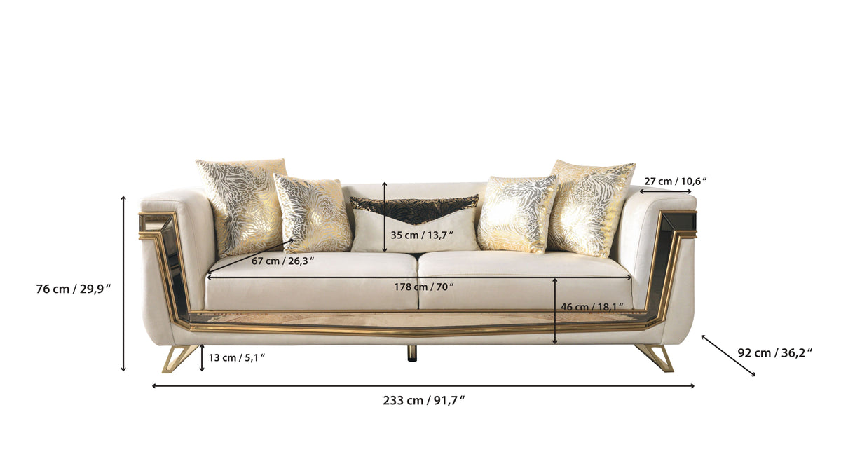 Belly Ivory Velvet Sofa 92" & Loveseat 76"
