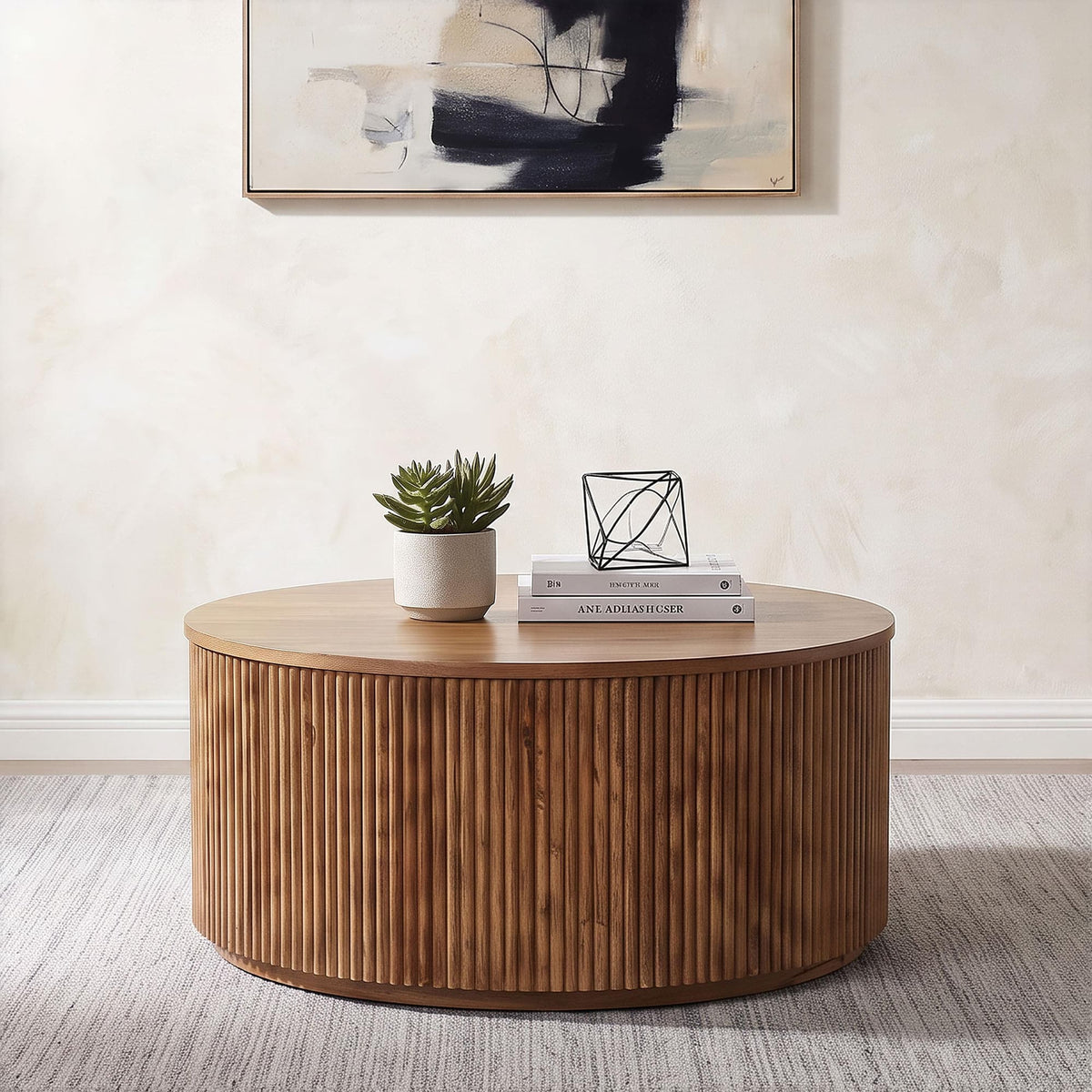 Coffey Round Mango Wood Coffee Table Light Brown — product image 2