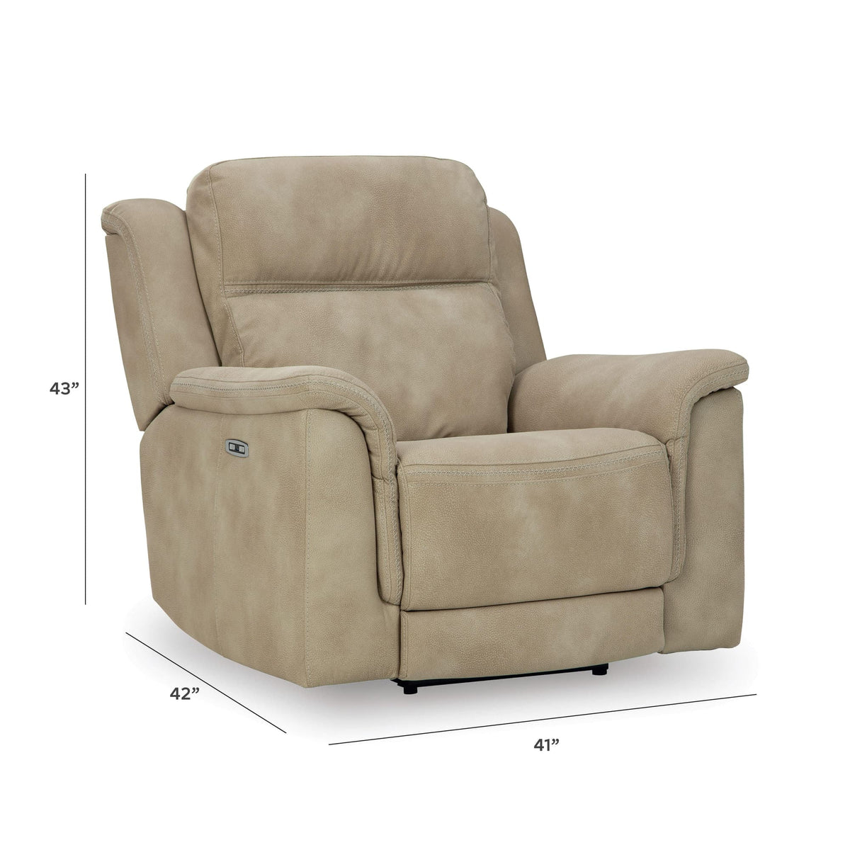 Next-Gen Durapella Sand Microfiber Power Recliner — dimension illustration