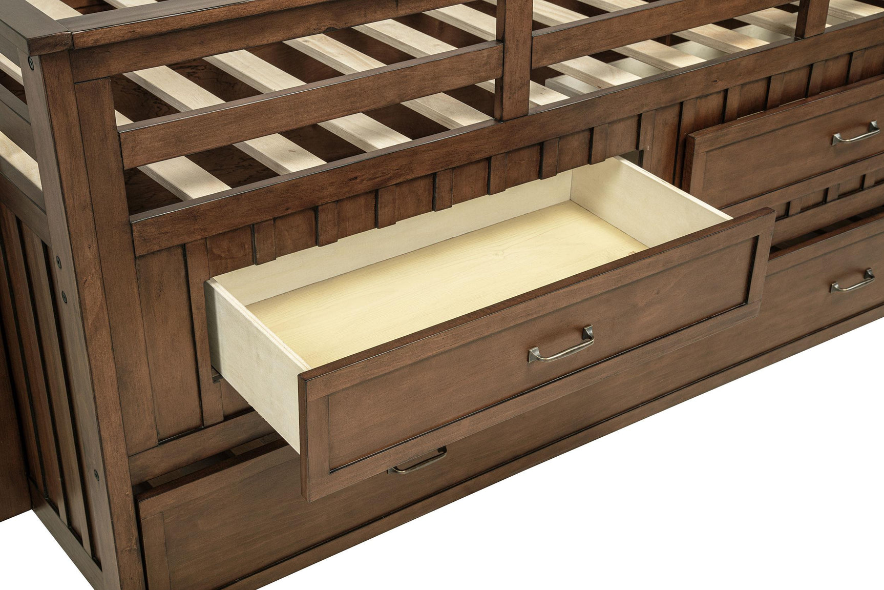 Carlsbad Wood Twin Captains Bed With Trundle Medium Brown