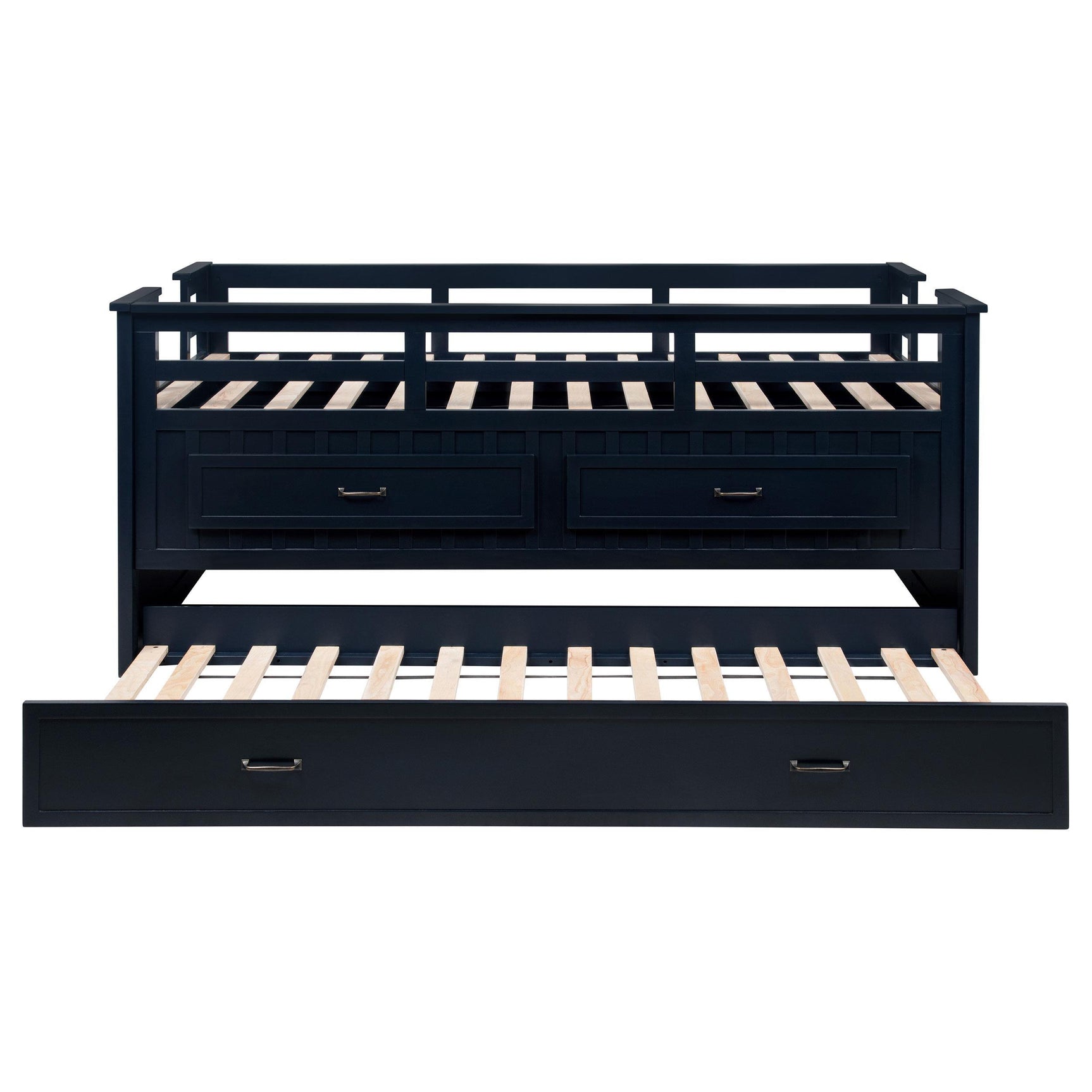 Carlsbad Wood Twin Captains Bed With Trundle Navy Blue