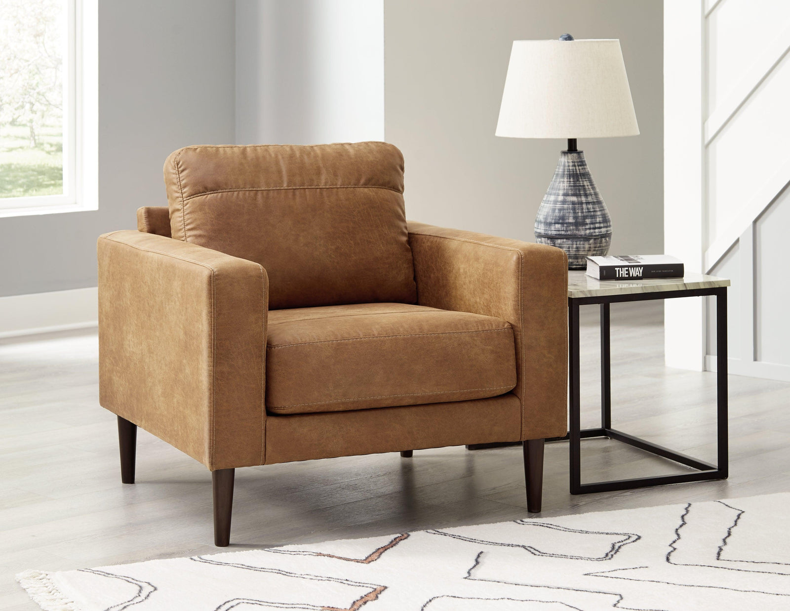 Telora Caramel Microfiber Chair - Ella Furniture