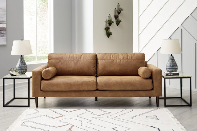 Telora Caramel Microfiber Sofa - Ella Furniture