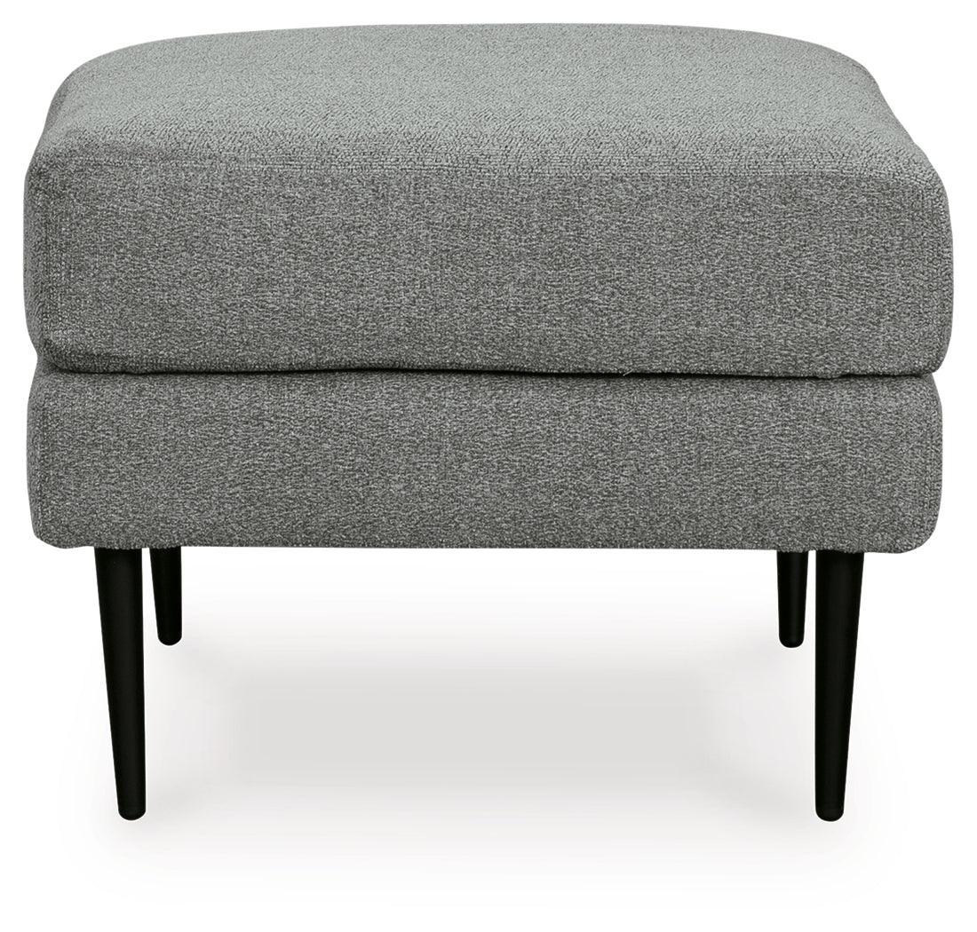 Hazela Charcoal Chenille Ottoman - Ella Furniture