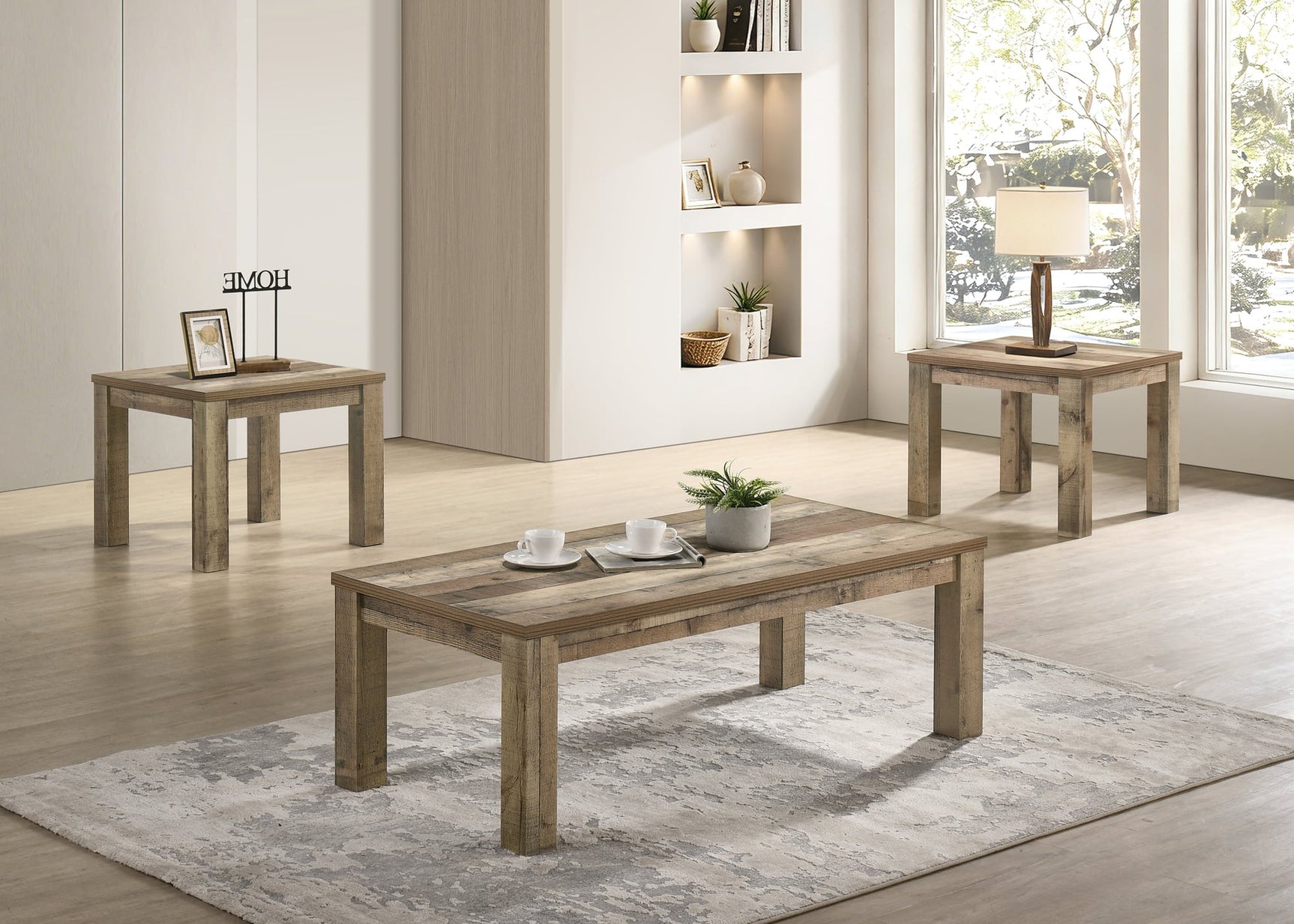 Theo 3-Piece Reclaimed Wood Coffee Table Set from Ella Furniture