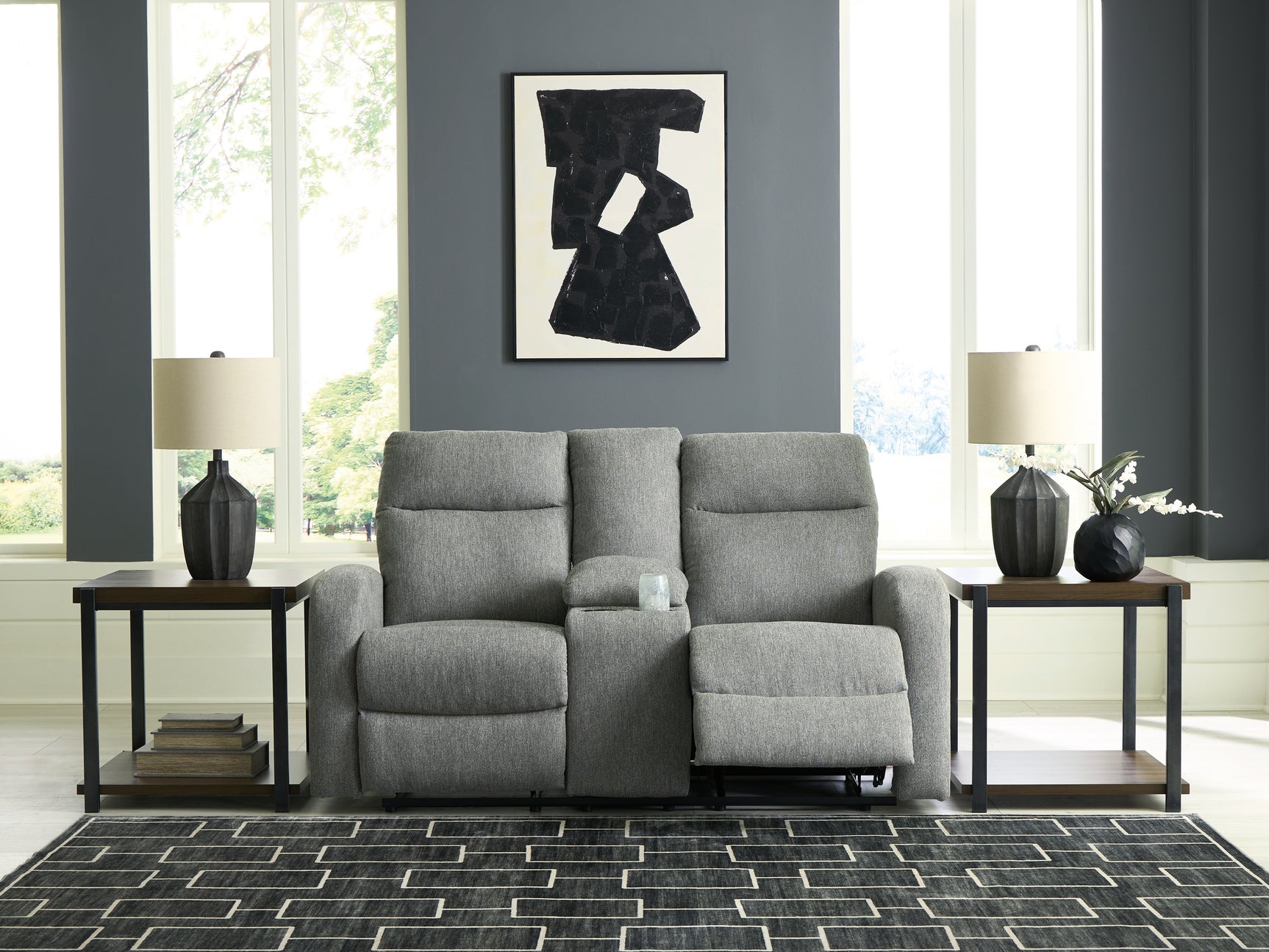 Gauntlet Sterling Chenille Reclining Loveseat with Console