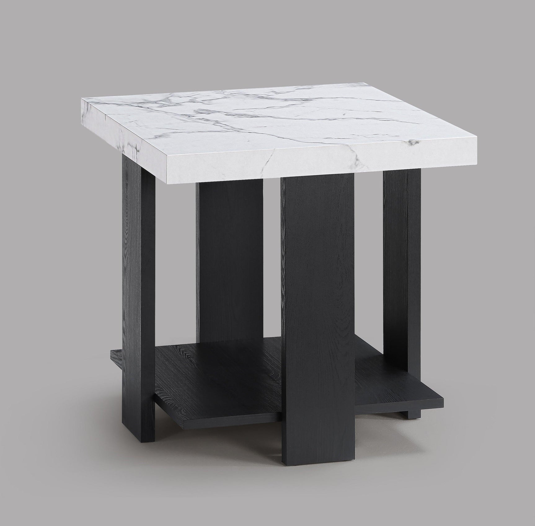 Boris Black White Faux Marble Coffee Table Set
