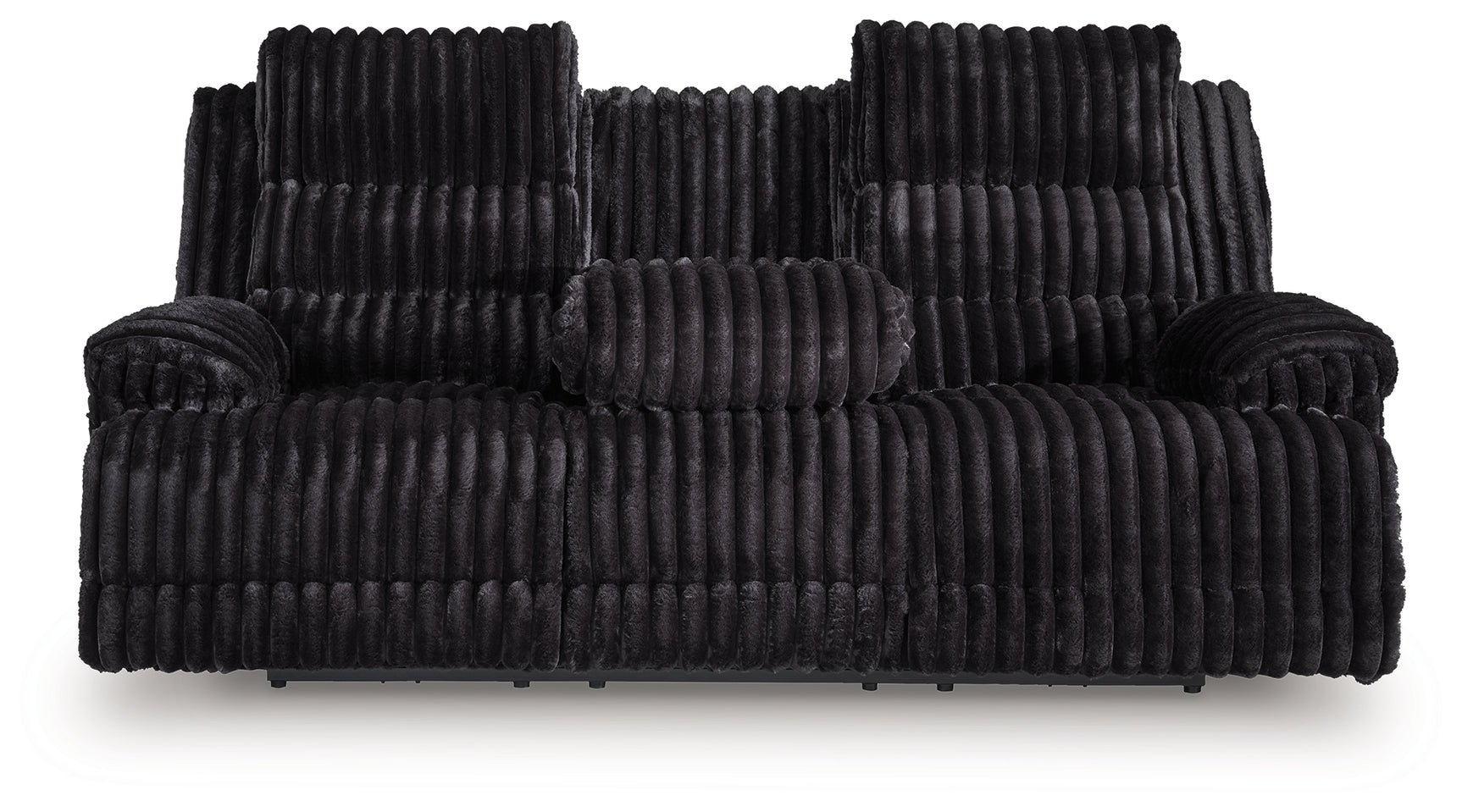 Rhine Falls Onyx Velvet Power Reclining Sofa with Drop Down Table