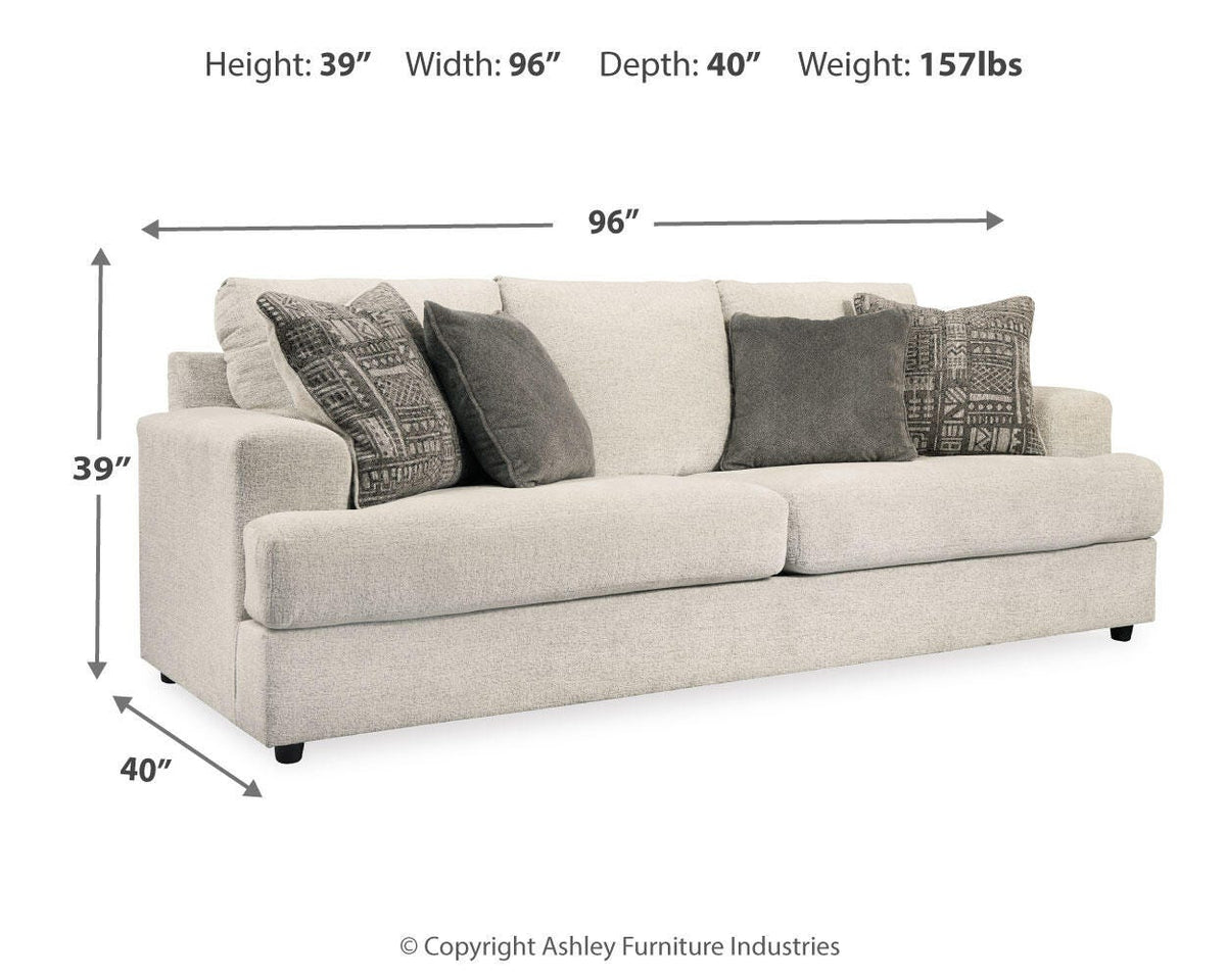 Soletren Stone Sofa, Loveseat and Chair Set — dimension illustration