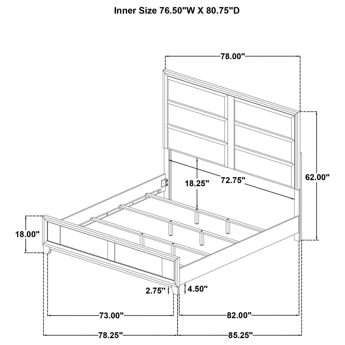 Farre Eastern King Upholstered Platform Panel Bed Dark Brown — product image 10