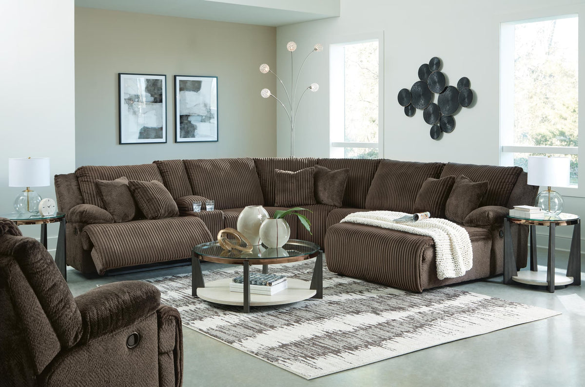 Top Chocolate 6-Piece Sectional with Recliner — product view