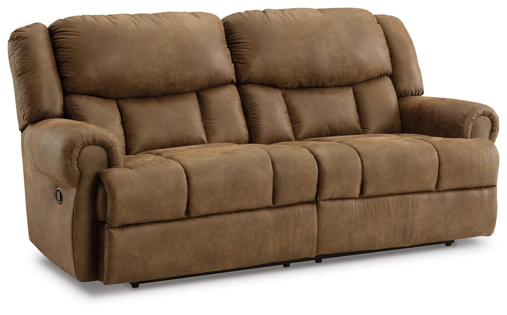 Boothbay Auburn Faux Leather Reclining Sofa - Ella Furniture