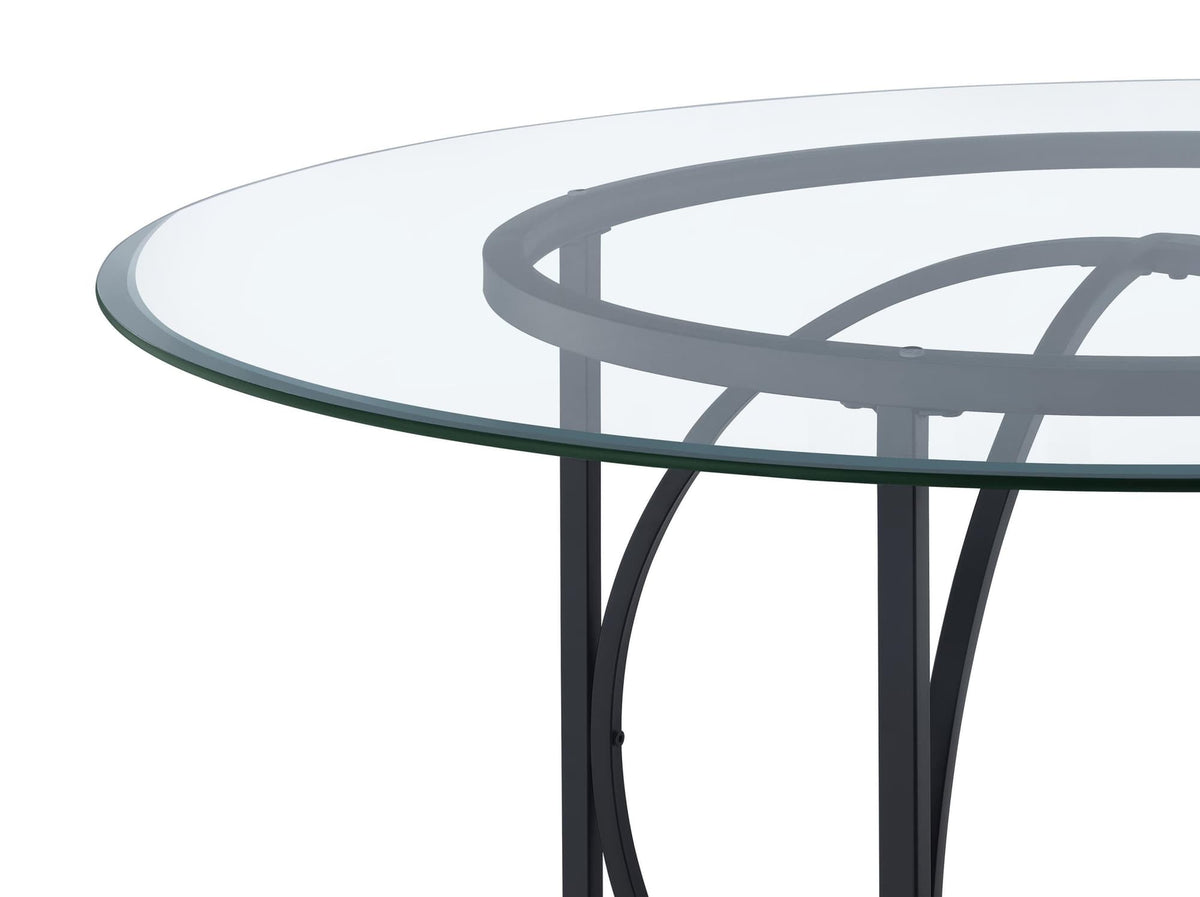 Levy 48-inch Round Glass Top Dining Table Matte Black — product image 6