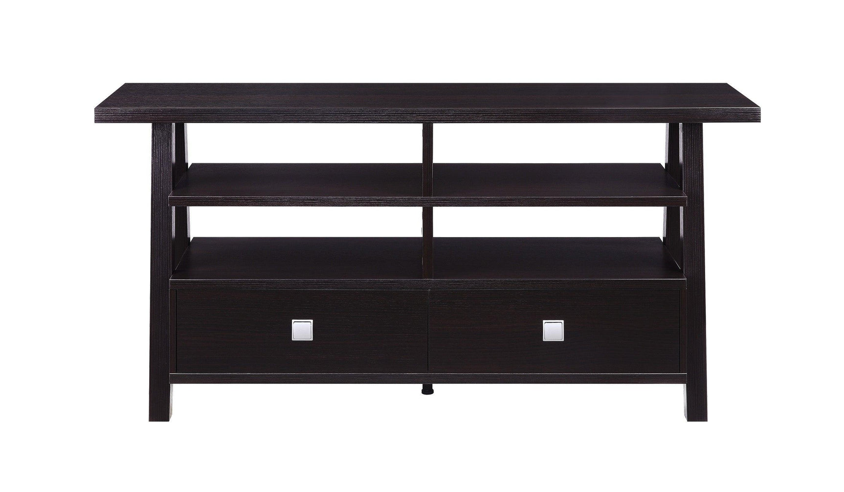 Jarvis Sleek And Modern Dark Brown Tv Stand Assembled Drawers, Media Consoles, Entertainment Cabinets, Angled Legs And Metal Drawer with Storage Doors for Living Room - Ella Furniture