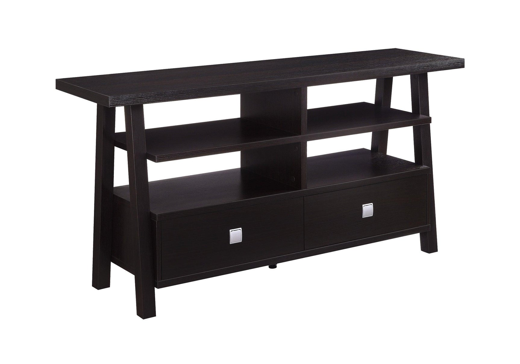 Jarvis Sleek And Modern Dark Brown Tv Stand Assembled Drawers, Media Consoles, Entertainment Cabinets, Angled Legs And Metal Drawer with Storage Doors for Living Room - Ella Furniture