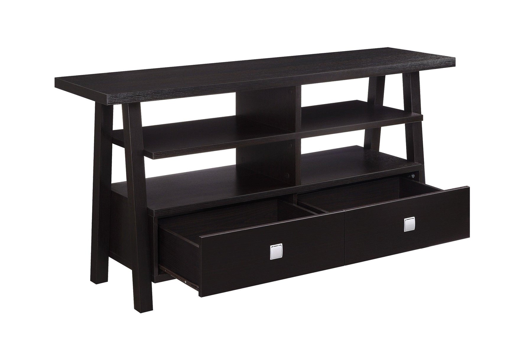 Jarvis Sleek And Modern Dark Brown Tv Stand Assembled Drawers, Media Consoles, Entertainment Cabinets, Angled Legs And Metal Drawer with Storage Doors for Living Room - Ella Furniture