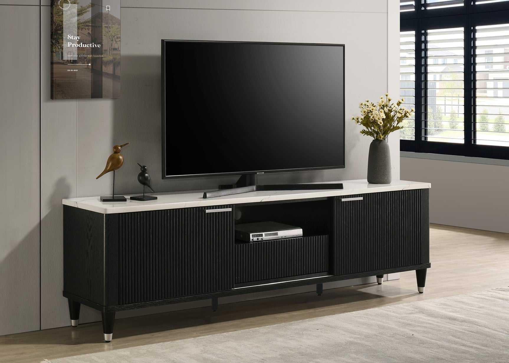 Britany TV Stand in Black Finish from Ella Furniture
