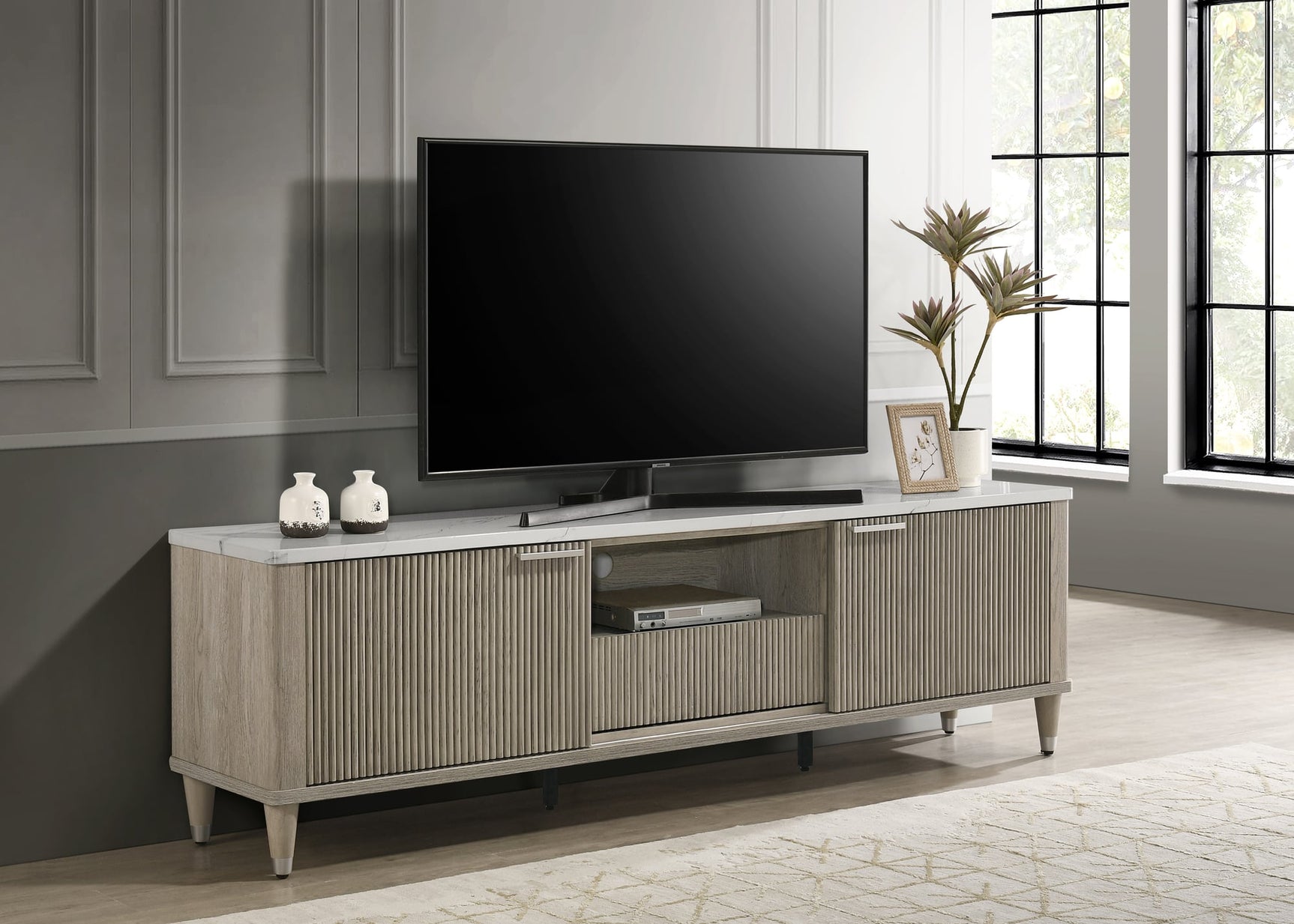 Britany TV Stand in Drift Wood Finish from Ella Furniture