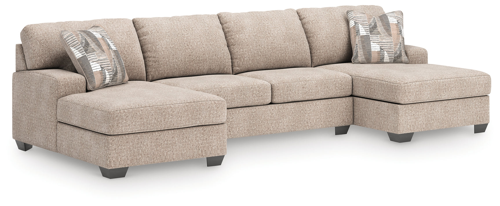 Seyler Lane Hemp Chenille 3-Piece Sectional with Double Chaise