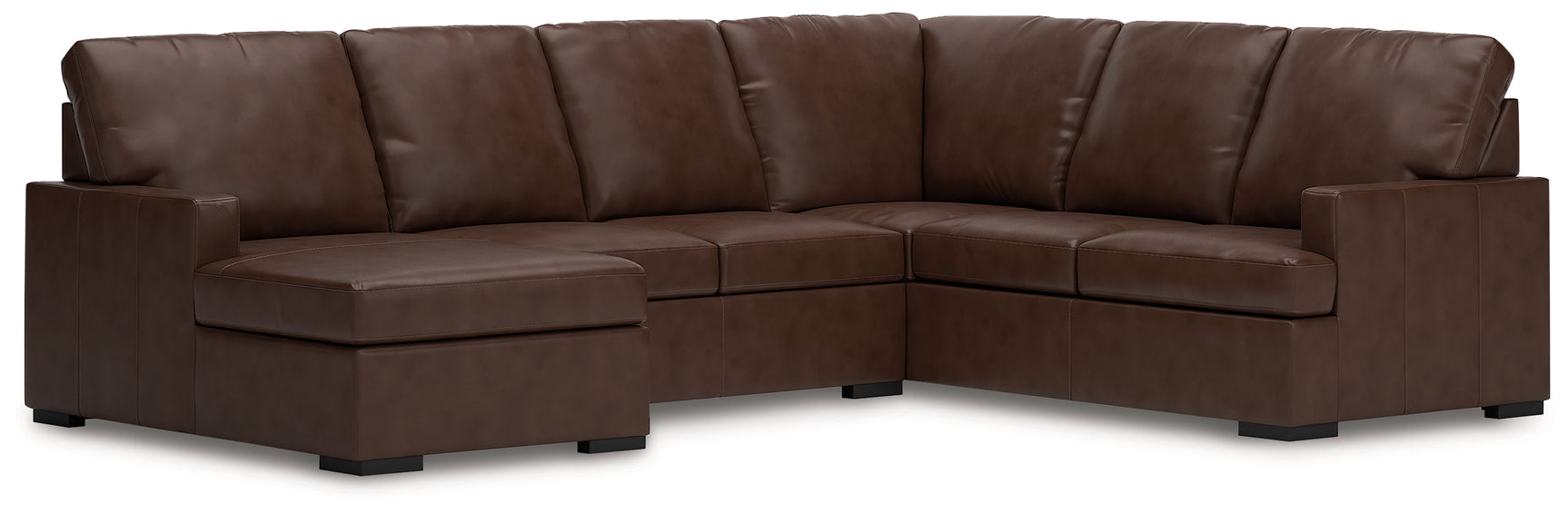 McDowlan Coffee Leather 3-Piece Sectional with Chaise