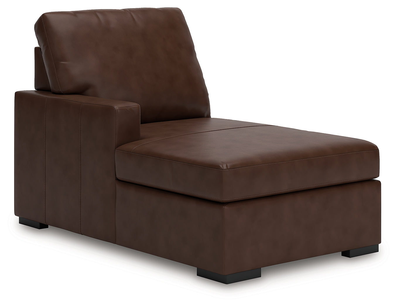McDowlan Coffee Leather 3-Piece Sectional with Chaise