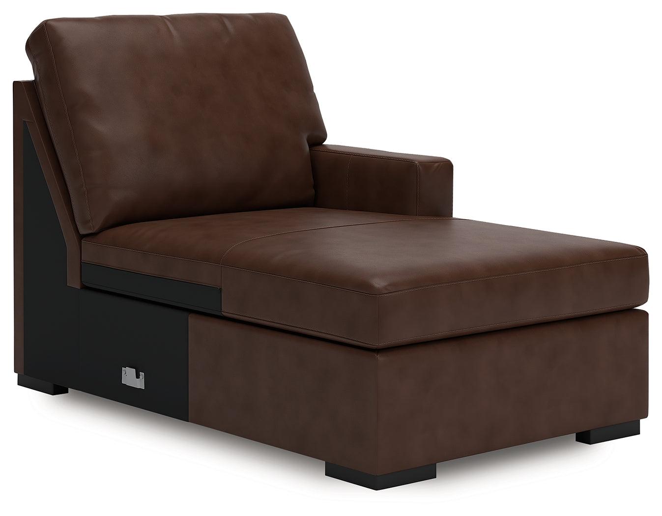 McDowlan Coffee Leather 3-Piece Sectional with Chaise