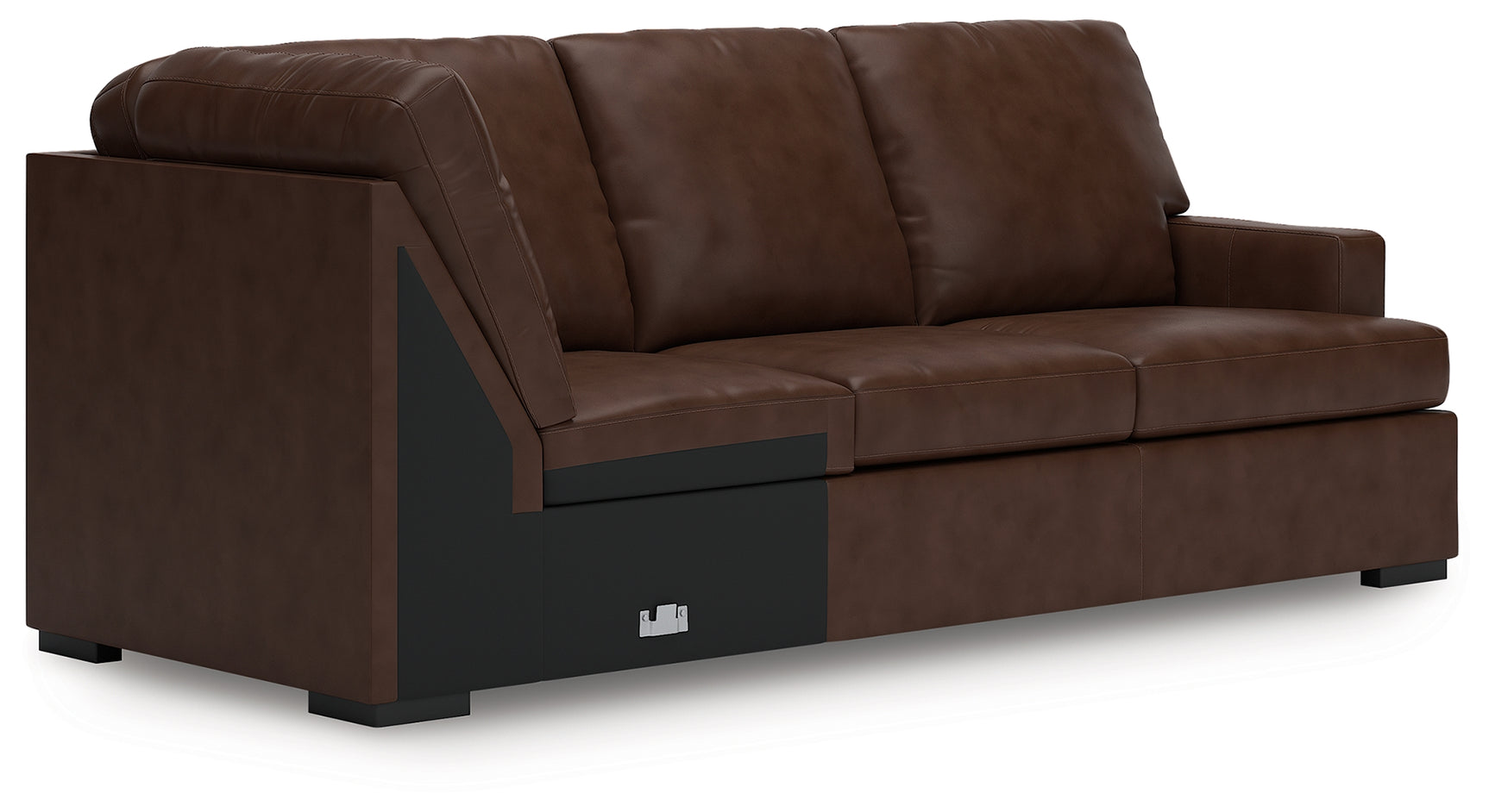 McDowlan Coffee Leather 3-Piece Sectional with Chaise