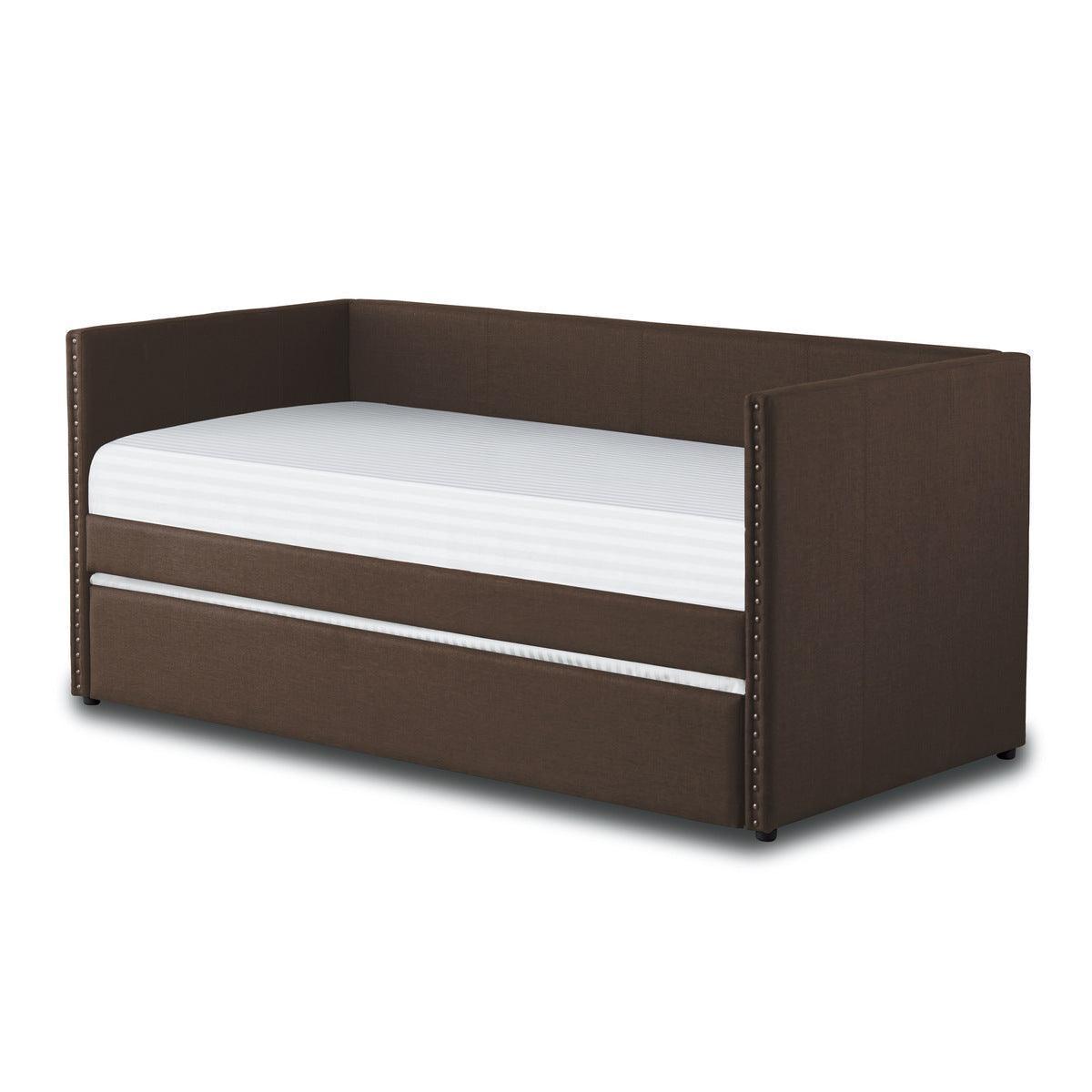Therese Brown Upholstered Daybed with Trundle