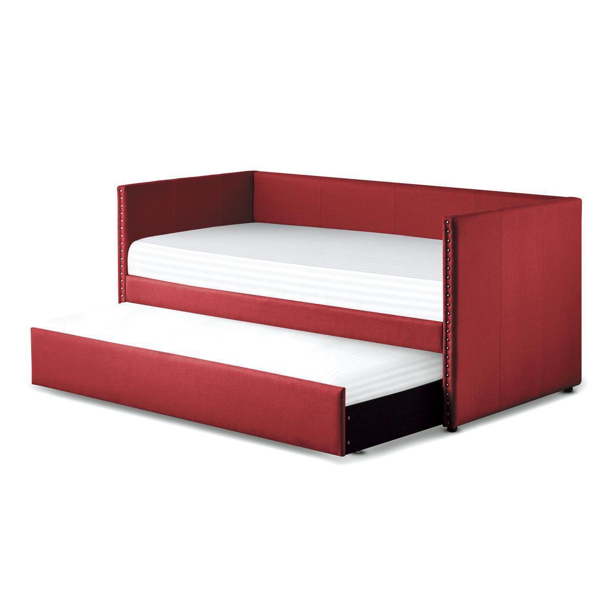 Therese Red Upholstered Daybed with Trundle