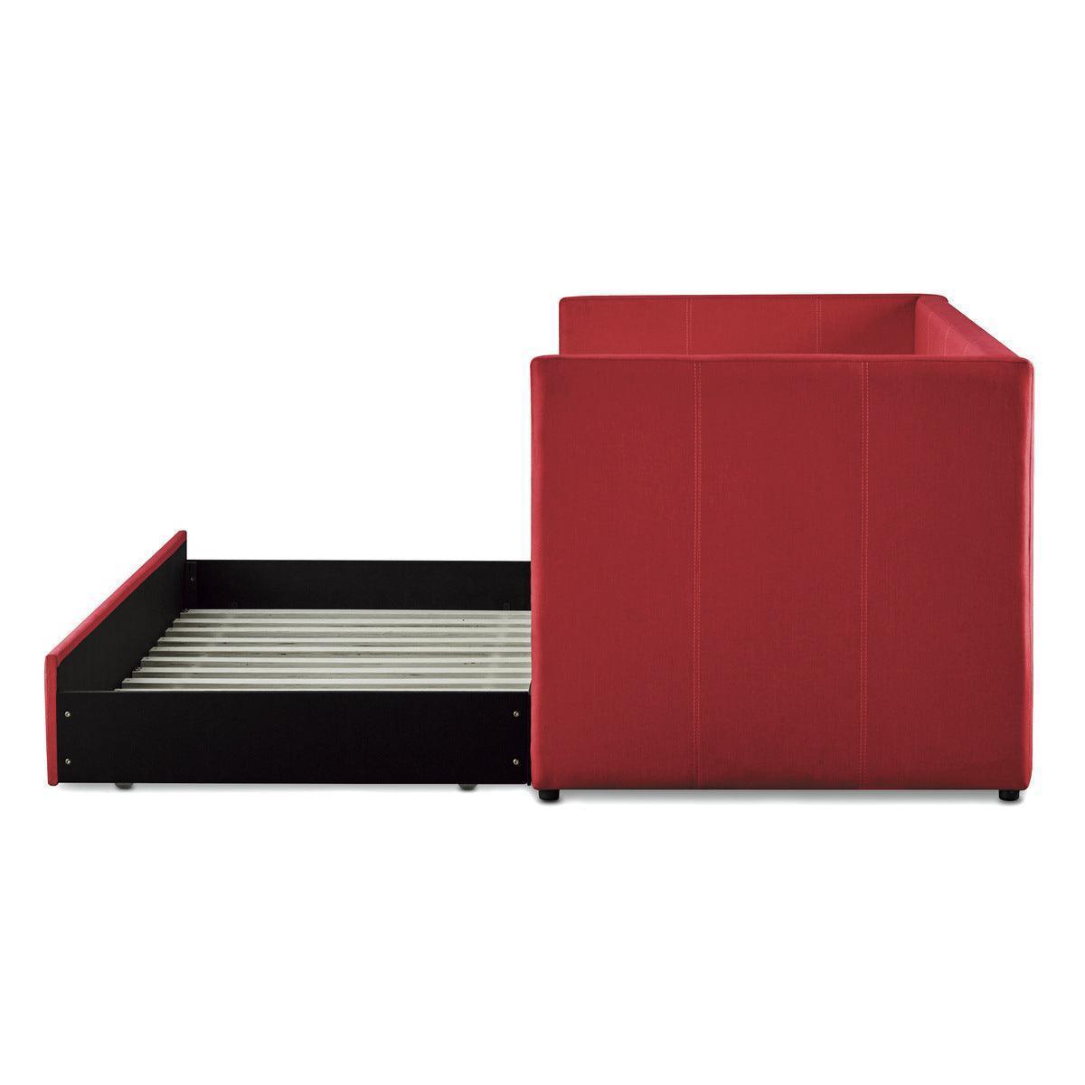 Therese Red Upholstered Daybed with Trundle