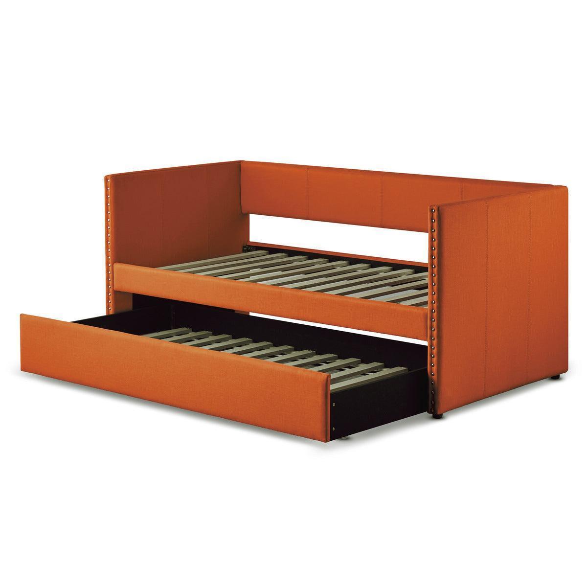 Therese Orange Upholstered Daybed with Trundle