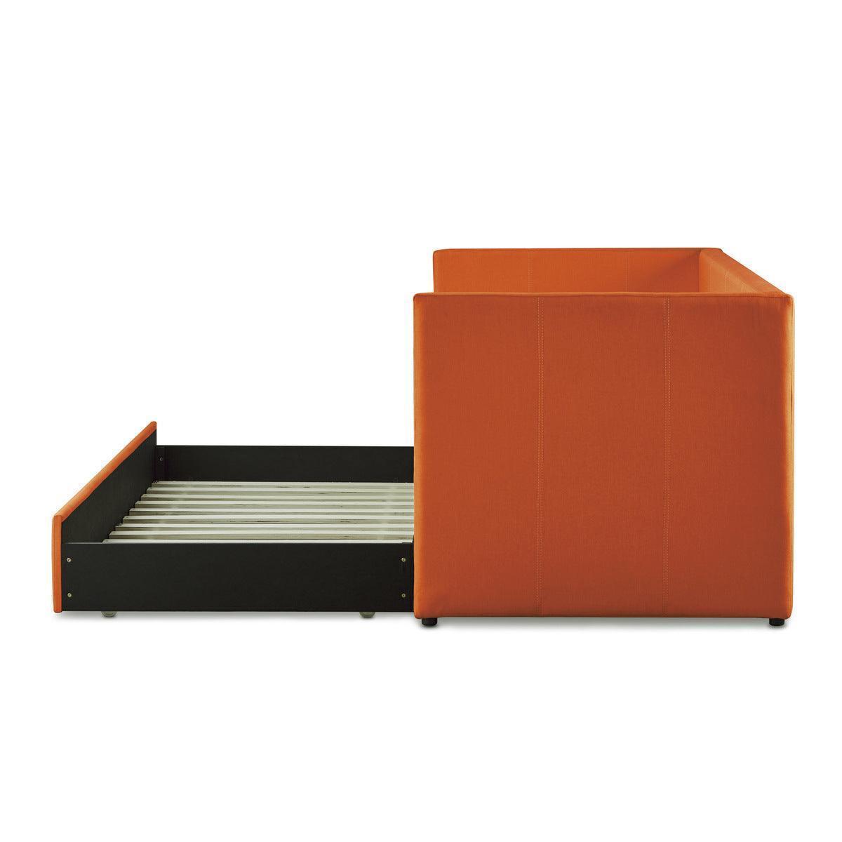 Therese Orange Upholstered Daybed with Trundle
