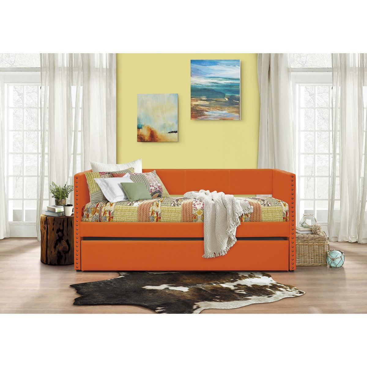 Therese Orange Upholstered Daybed with Trundle