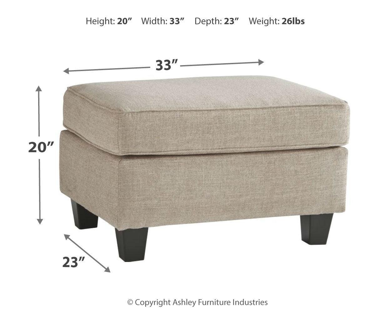 Abney Driftwood Chenille,textured Ottoman - Ella Furniture