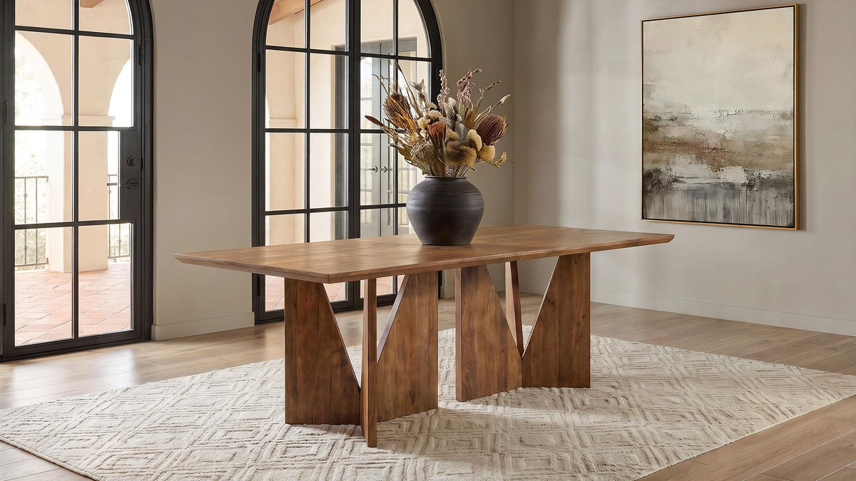 Sosa Solid Mango Wood Dining Table with Angular Base Light Brown — product image 2