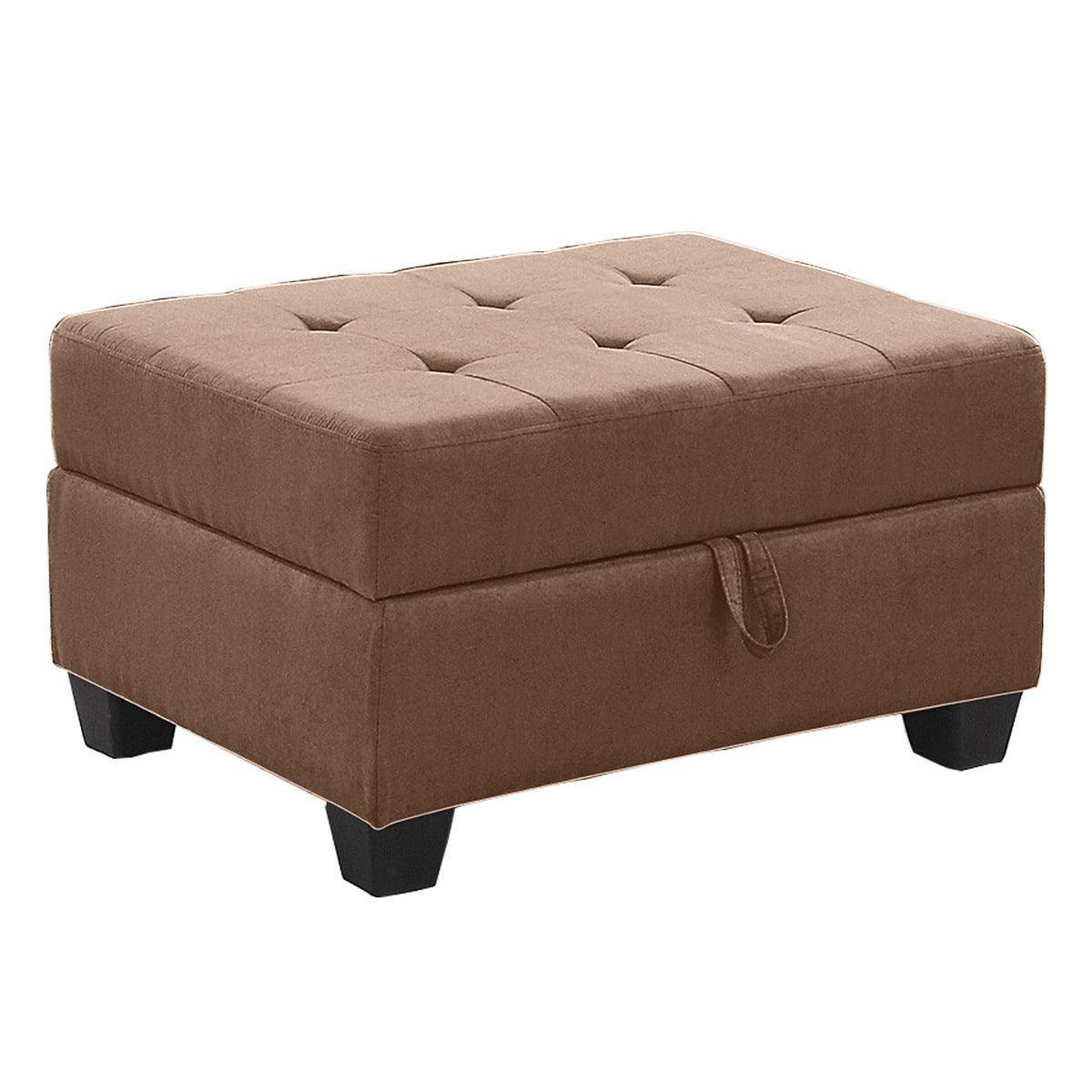 Chocolate Traditional Solid Wood And Plywood Fabric Upholstered Tufted Ottoman Sectional - Ella Furniture