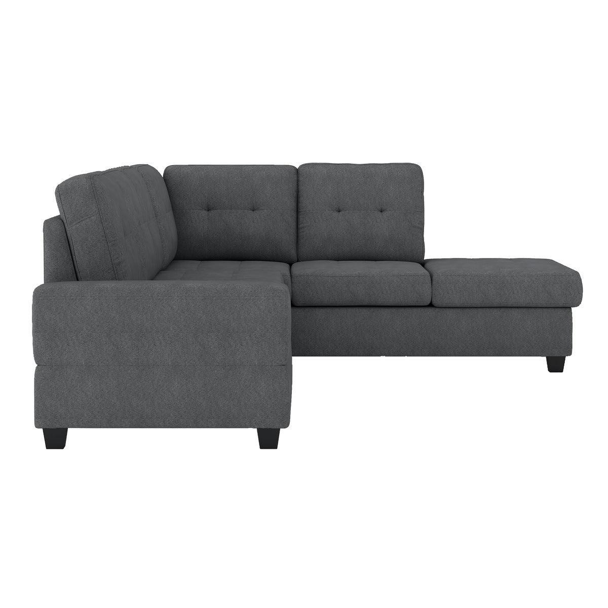 Dark Gray Traditional Modern Solid Wood And Plywood Fabric Upholstered Tufted Sectional - Ella Furniture