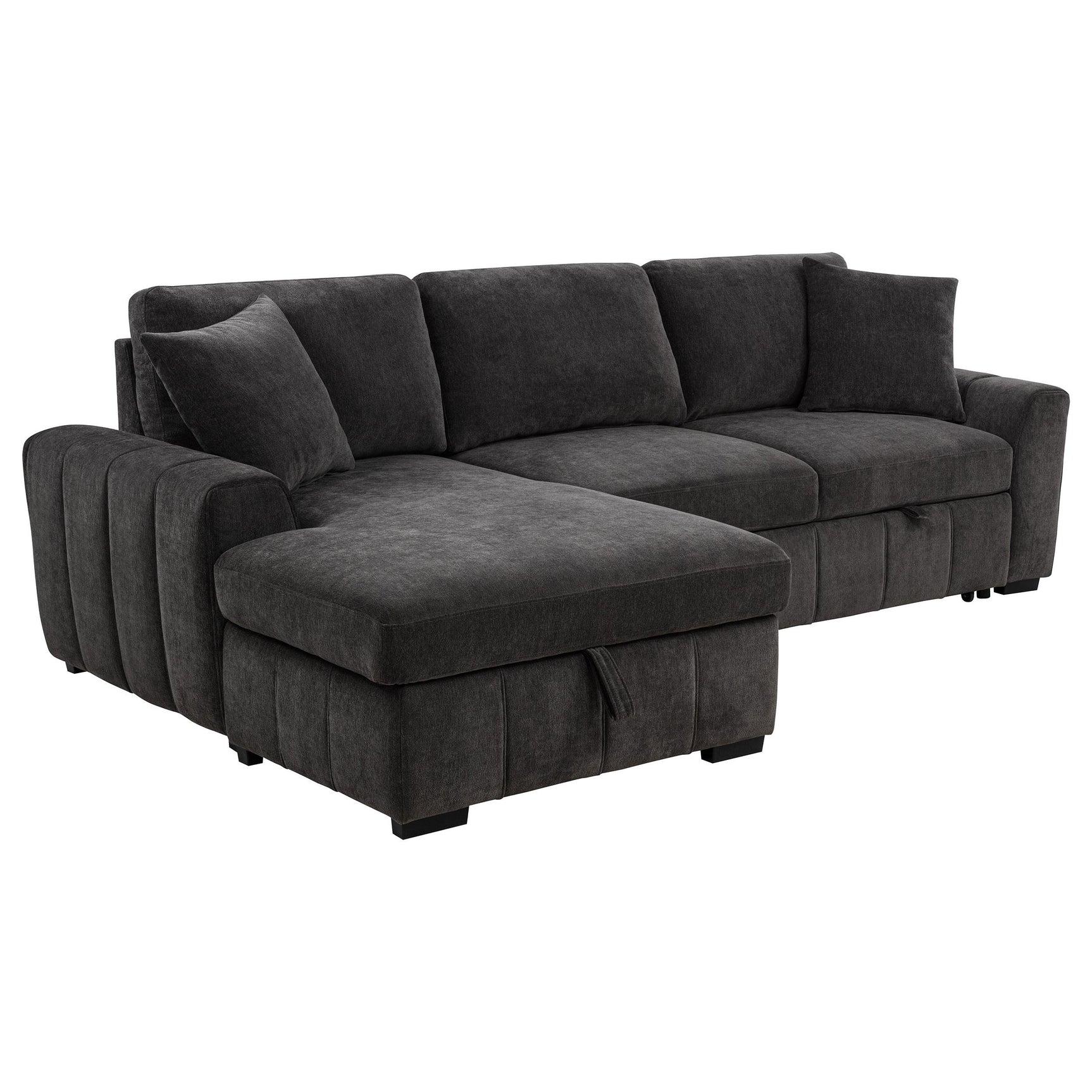 Pastrana Upholstered Sleeper Sectional Sofa Charcoal Grey