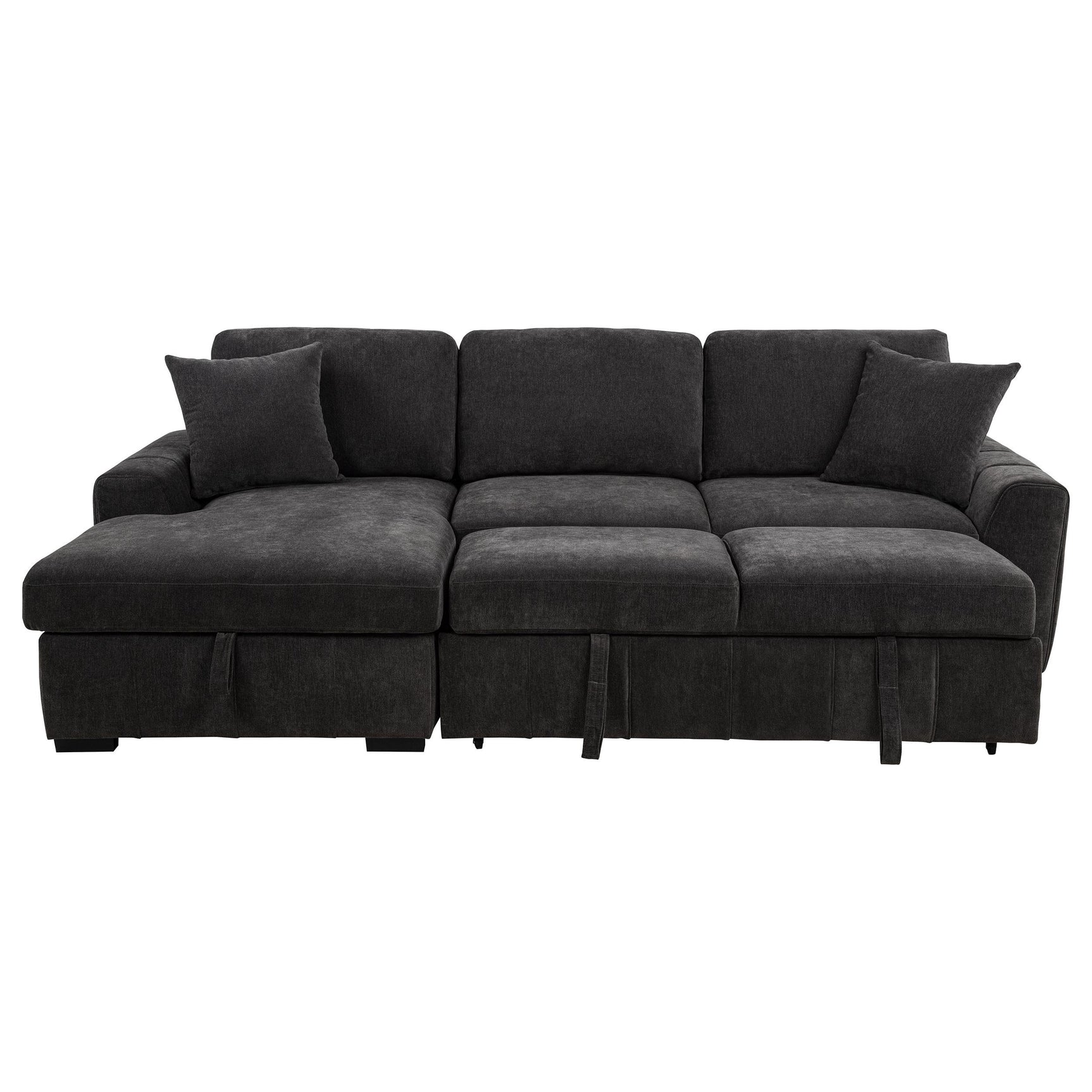 Pastrana Upholstered Sleeper Sectional Sofa Charcoal Grey