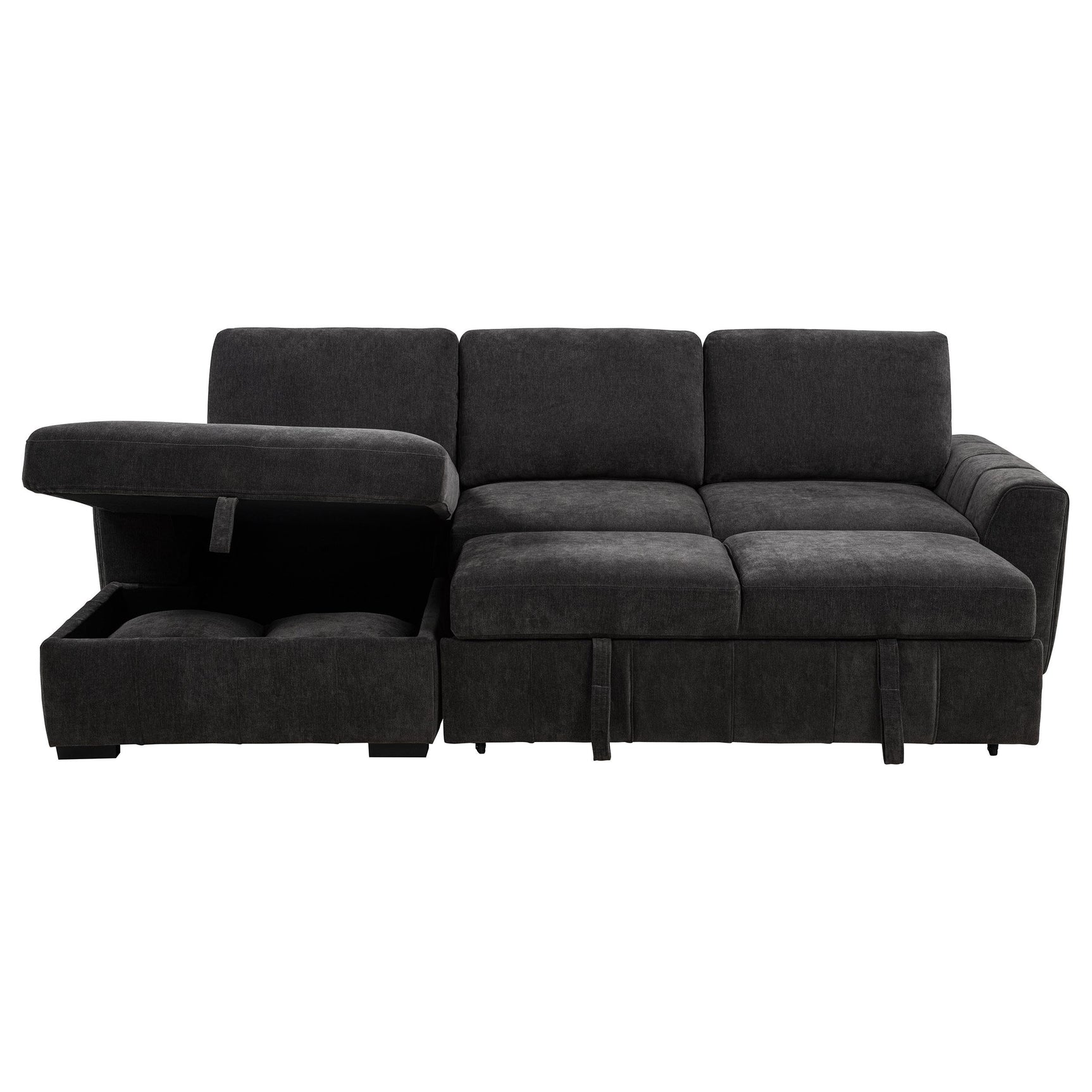 Pastrana Upholstered Sleeper Sectional Sofa Charcoal Grey
